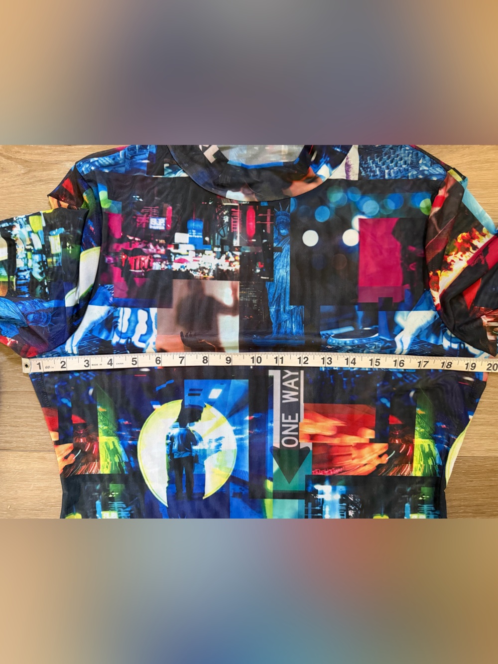 SHEIN Neon City Graphic Collage Mesh Dress NWOT - Picture 2 of 5